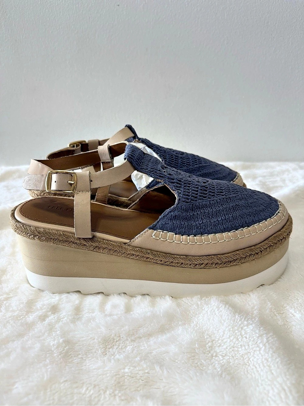 Free People FP Collection Crochet Platform T-Style Espadrille Crochet Platform S
